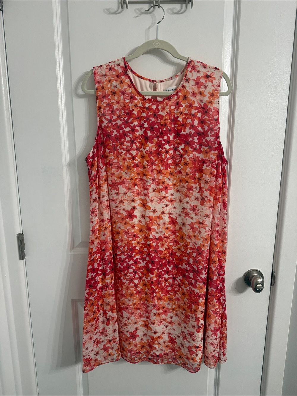Sleeveless Floral A-Line Dress in Red and Orange